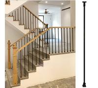 Mandrini per scale, ringhiera in ferro battuto per 1 o 7 gradini, montaggio a faccia cava, interno (1 confezione, palo nero 150 cm / 59in)