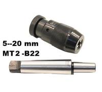 MANDRINO AUTOSERRANTE 5-20mm CON ATTACCO CONICO B22 + ADATTATORE MT2 PER TORNIO