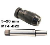 MANDRINO AUTOSERRANTE 5-20mm CON ATTACCO CONICO B22 + ADATTATORE MT2 PER TORNIO