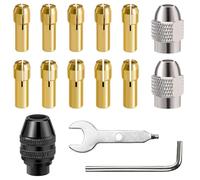 mandrino autoserrante, CTRICALVER 15 pezzi pinza in ottone da 0,5-3,2 mm adatta alla portapinza punte da trapano elettriche con pinza di ricambio 4486, dado in metallo, chiave inglese e chiave a L