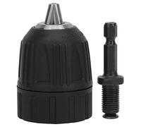 Mandrino Autoserrante in Plastica 0,8-10mm 3/8-24UNF + 1/4 Testa Esagonale 3/8 Asta Prolunga Filetto per Trapano a Mano Elettrico, Perforazione a Percussione