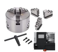 Mandrino per tornio per legno, con chiave a T, adattatore in lega a 3 ganasce, mandrini per tornio in metallo da 80 mm con viti, per fresatrice, fresatrice, stampante 3D, incisore, lavorazione del