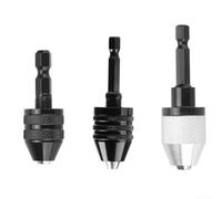 Mandrino per trapano con gambo esagonale, adattatore a cambio rapido da 6,35 mm, per smerigliatrice angolare, strumento stabile a 3 ganasce per legno, metallo e piastrelle