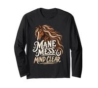 Mane Mess Mind Clear Cavallo Amazzone Maglia a Manica