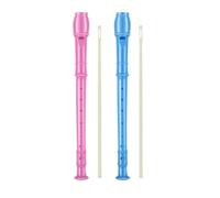 MaNeaz 2 pezzi blu + rosa flute bambino flute traversiera bambino flauto becco bambini flauto da becco scuola soprano plastica rimovibile per principianti bambini con asta di pulizia