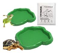 MaNeaz 2 Pezzi Ciotola Per Tartarughe Di Terra Abbeveratoio Per Tartarughe Di Terra Teca Per Rettili Bacino Idrico Del Bacino Alimentare Reptile Per Tartarughe Geco Serpente（Verde）