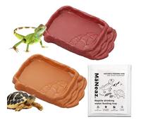 MaNeaz 2 Pezzi Ciotola Per Tartarughe Di Terra Abbeveratoio Per Tartarughe Teca Per Rettili Bacino Idrico Del Bacino Alimentare Reptile Per Tartarughe Geco Serpente（Marrone rossastro + giallo）