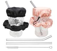 MaNeaz 2 Pezzi Copribicchiere Anti Droga Scrunchies Per Capelli Riutilizzabile Per Feste E Festival In Tutta Include 2 Cannucce Trasparenti + 1 Spazzola Per La Pulizia