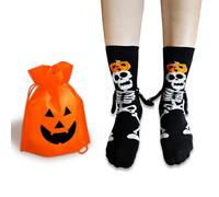 MaNeaz Calzini di Halloween Coppia che si tiene per mano Calzini calzini for coppia divertenti mano nella mano Adatti come regali per la festa di Halloween Include borsa in tessuto