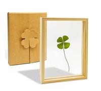 MaNeaz quadrifoglio portafortuna Regalo fortunato Vero Quadrifoglio da Regalare in Cornice di Legno Include carta fortunata Piccolo Regalo per Felicità Regalo di Ringraziamento Regalo Portafortuna