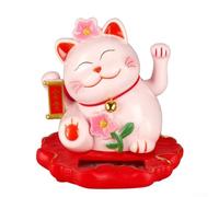 Maneki Neko 2312 - Gatto portafortuna che saluta, a energia solare, gatto della fortuna, benvenuto, decorazione per casa e auto (2312-rosa)