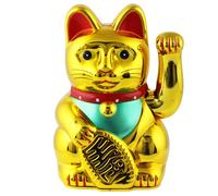 Maneki Neko Gatto della fortuna Gatto giapponese 13 cm oro
