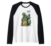 Maneki Neko Kaiju Mostro Giapponese Gatto Fortunato Anime Maglia con Maniche Raglan