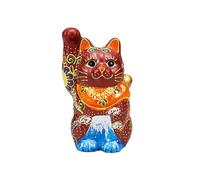 Maneki Neko Kutani Oggetto Giapponese Lucky Cat Con Mt.Fuji Design 14cm Giappone