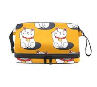 Maneki Neko - Trousse per cosmetici a doppio strato, per donne e ragazze, borsa da viaggio per trucchi, pratica borsa organizer con scomparto per pennelli, Multi, 27x15x14 cm/10.6x5.9x5.5 in, Beauty