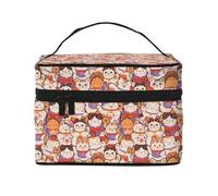 Maneki-Neko, trousse per trucchi con gatti, graziosa borsa per cosmetici da donna, borsa da toilette, grande borsa organizer da viaggio per il trucco