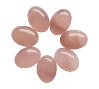 Manekieko 7 Pezzi Rosa Quarzo Ovale Cabochons Perle Di Pietra Cristallina Con Retro Piatto Per La Fabbricazione Di Gioielli Per La Fabbricazione Stessa,18 X 13 Mm