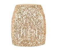 MANER Gonna da Donna con Paillettes luccicante Elastica Aderente minigonne Notte Fuori Festa, Champagne, S
