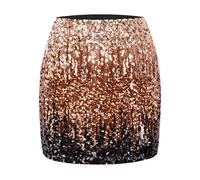 Maner Gonna da Donna con Paillettes luccicante Elastico Aderente Mini gonne Night out Party - Marrone - M