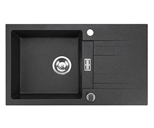 Manestein Lavello da Cucina in Granito con Sifone, Resistente alle Macchie e Facile da Pulire, 80% Sabbia di Quarzo, Rinforzato 1 Vasca, 76 x 43 cm, Grafite