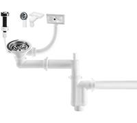 Manestein - Set di scarico per lavello da cucina, con troppopieno, con valvola per lavello da 3,5", per lavello a una vasca, attacco a lavatrice o lavastoviglie