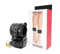 Manette BDSM Caviglia Regolabili Darkness - Pelle PVC, Nero