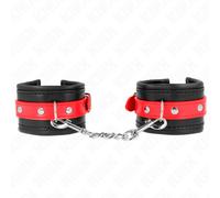 Manette BDSM da Polso Kink - Cintura Regolabile, Nera/Rossa