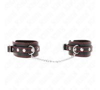 Manette BDSM da Polso Kink - Regolabili 14-24 cm, Nera/Rossa