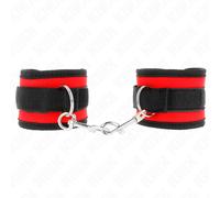 Manette BDSM in Nylon Kink - Hook&Loop, Regolabile, Rosso-Nero