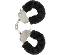 Toyjoy Furry Fun Cuffs - Plush Black Metal Handcuffs