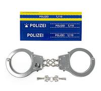 Manette della polizia per bambini in metallo - Attrezzature per la polizia per il costume della polizia per bambini | Con chiave e adesivi della polizia | costume della polizia ragazzo carnevale