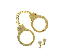 Manette Dorate con Strass, Regolabili con Chiavi e Custodia Elegante
