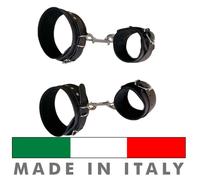 manette e cavigliere in pelle vera costrittivo nero per giochi erotici bondage