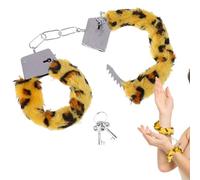 Manette in Metallo con Peluche e Chiavi Morbide Manette con 2 Chiavi Giocattolo di Manette per Cosplay di Polizia per Feste in Costume Accessori per Props Foto (Leopardato,Stile Peluche)