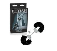 manette professionali metallo con pelliccia nero per giochi di coppia bondage