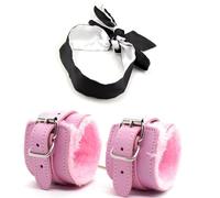 Manette Sexyshop Lingerie Cosplay Blindfold Eye Mask Giochi di Ruolo Manette Costume Shop Hot Oggetti (Rosa)