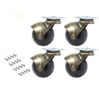 Manfâ 4Pcs Ball Caster Wheel 360Degree ruote Rotating Swivel Plates Metallo con cappuccio a forma di palla freno Heavy Duty per scrivania sedia tavolino giocattolo Pattumiere bidoni (2 pollici (50mm))