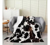 Manfei Coperta in flanella di vacchetta per bambini, con stampa pelle di mucca, per camera da letto, divano, dormitorio, set di biancheria da letto con animali della fattoria occidentale, coperte
