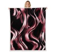Manfei Coperta in pile a righe ondulate, colore nero e vino, motivo geometrico astratto, arte semplice, accogliente, per letto, divano, decorazione per la camera di bambini, ragazzi e ragazze, morbida