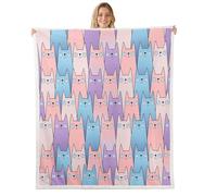 Manfei Coperta in pile con stampa astratta con gatti kawaii, a tema animale, accogliente, per letto, divano, decorazione per la camera di bambini, ragazzi e ragazze, morbida e traspirante (228 x 228