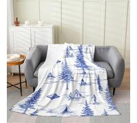 Manfei Coperta in pile di flanella con alieni UFO, tenda alberi, misteriosi alieni, per ragazzi e ragazze, per tutte le stagioni, coperta vintage leggera per letto da schizzo, decorazione per la