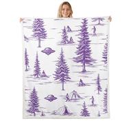 Manfei Coperta in pile di flanella con alieni UFO, tenda albero misterioso alieni, per ragazzi e ragazze, per tutte le stagioni, stile vintage, decorazione per camera da letto, 76 x 101 cm, viola