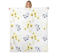 Manfei Coperta rustica con dente di leone, coperta in pile con foglie e piante, per letto, divano, decorazione per la camera dei bambini, ragazzi e ragazze, morbida e traspirante (127 x 152 cm)