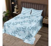 Manfei Copriletto per bambini king size, motivo floreale con farfalle, set copripiumino da sogno, decorazione per la camera di ragazze e ragazzi, copriletto trapuntato alla moda vintage romantica