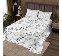 Manfei Copriletto per bambini king size, motivo floreale con farfalle, set copripiumino da sogno, decorazione per la camera di ragazze e ragazzi, copriletto trapuntato alla moda vintage romantica