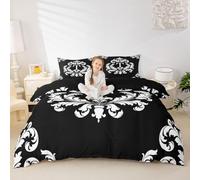 Manfei Copripiumino damascato per letto super king size, con monogramma lettera T, copripiumino con 2 federe, set di biancheria da letto decorativo in stile barocco antico, traspirante, piumino non