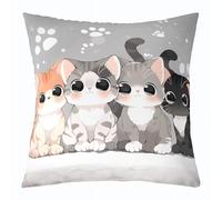 Manfei Federa per cuscino a forma di gatto in stile cartone animato, con stampa di zampe, su entrambi i lati, per bambini, ragazzi e ragazze, decorazione per la camera da letto, divano, 1 confezione