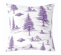 Manfei Federa per cuscino con alieni UFO e tenda, albero, mistero alieni, vintage, per divano e divano, federe morbide, 50 x 50 cm