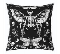 Manfei Federa per cuscino con scheletro gotico spettrale e teschio di teschio, federa per cuscino hippie per divano e divano, federe morbide, 61 x 61 cm