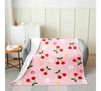 Manfei Graziosa coperta in flanella con margherite in stile cartone animato, motivo floreale kawaii, da ragazza, rosa, accogliente, per letto, divano, decorazione per la camera dei bambini, ragazzi e